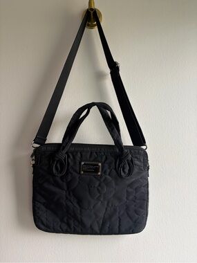 Marc Jacobs Black Quilted Nylon Laptop Tote with Adjustable Strap